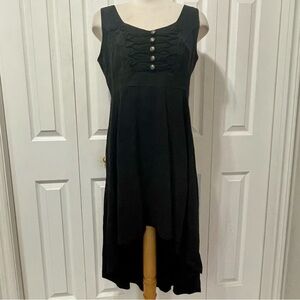 Royal Bones Black Midi Dress with Military Button Detail High Low Hem Size XXL